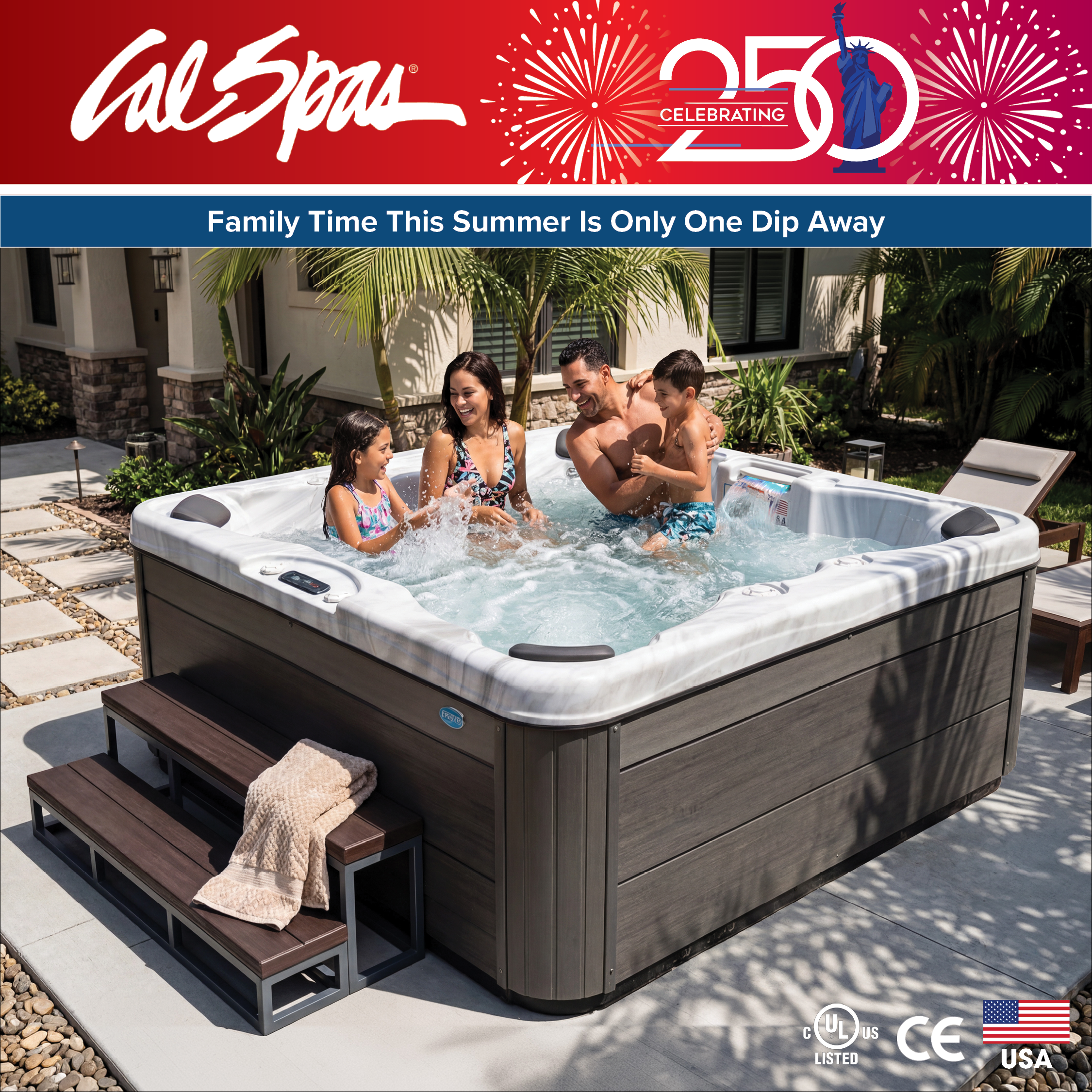 Calspas hot tub being used in a family setting - Frankford